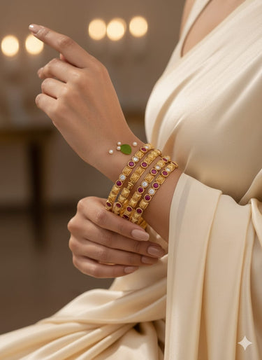 Antique Ruby White Stone Bangle